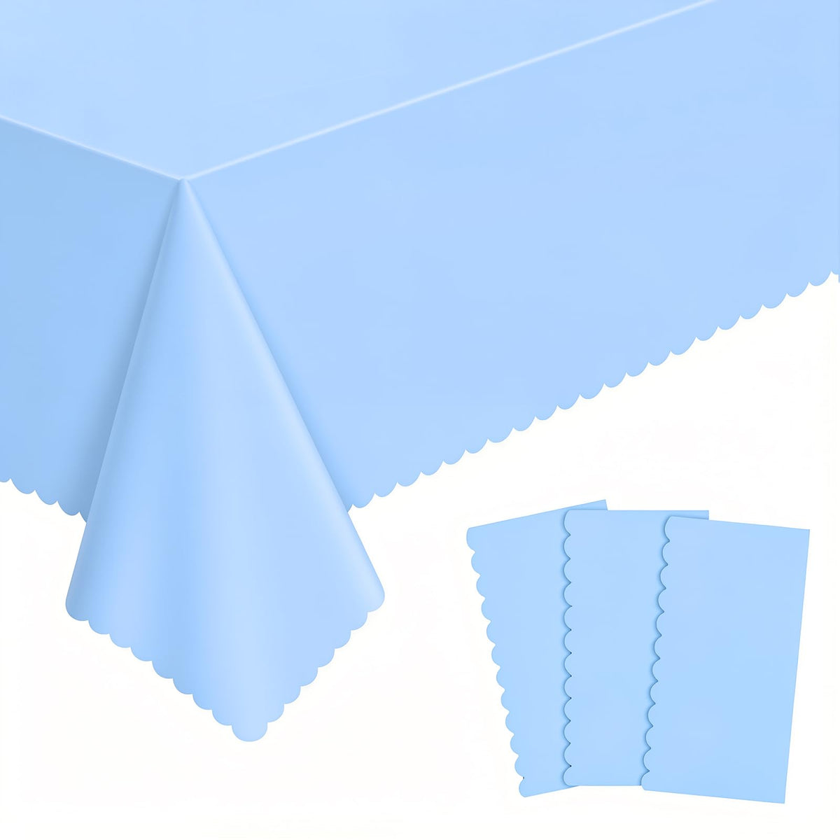 NatNarr 3 Pack Ivory Tablecloths, 54 x 108 Inch Scalloped Party Table Cover