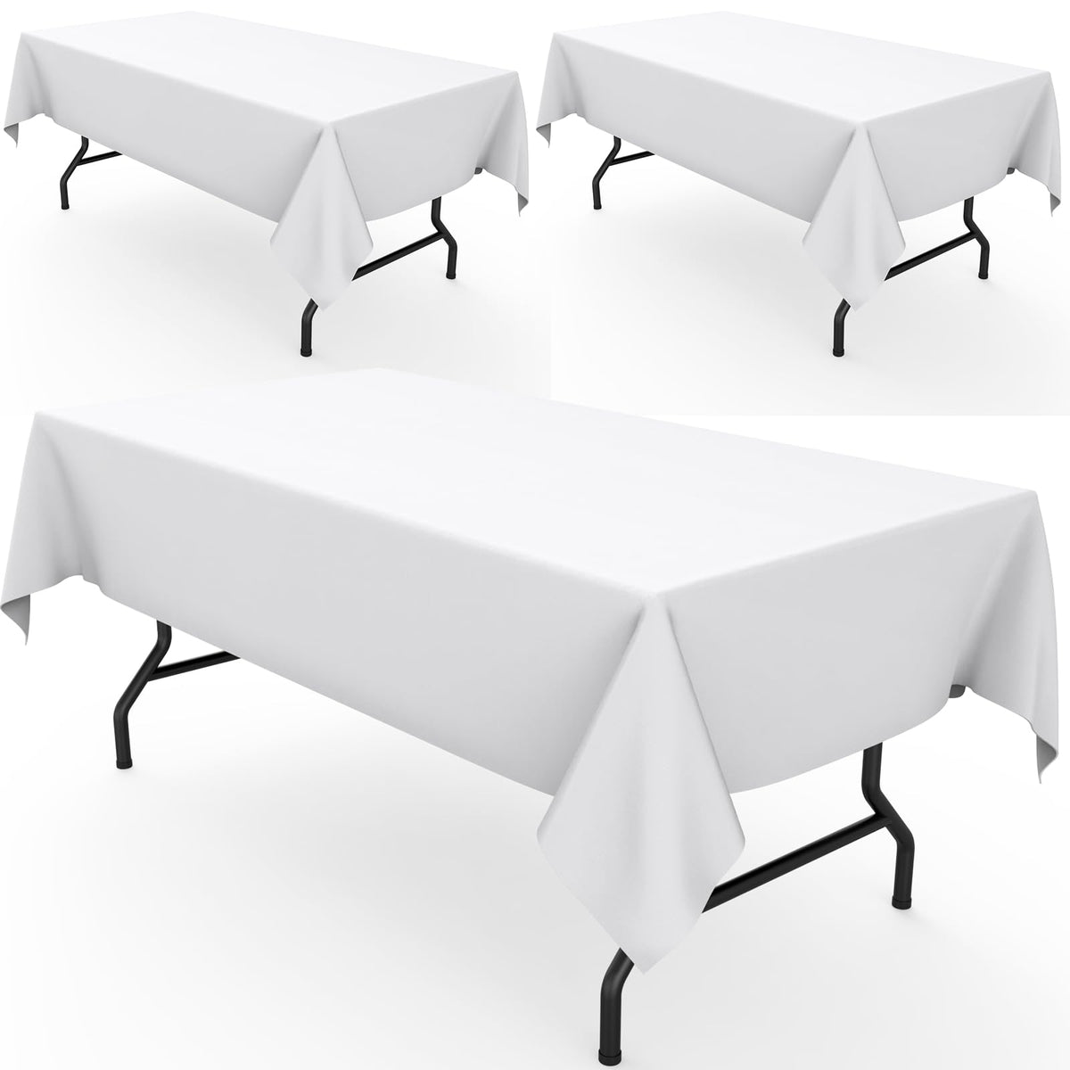 Pureegg Polyester Tablecloth 60" x 102" Reusable Washable 2 Pack White