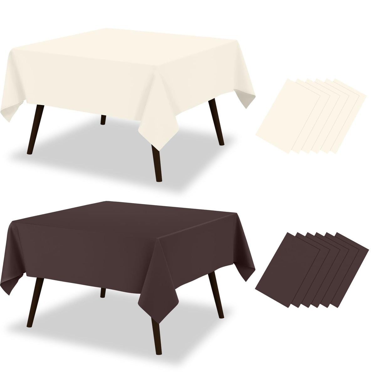 misaya 12 Packs Disposable Plastic Fall Table Cloth Beige and Orange