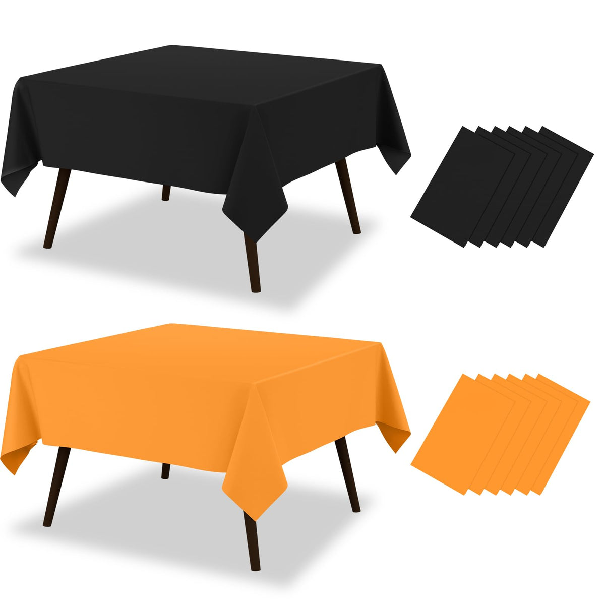 misaya 12 Packs Disposable Plastic Fall Table Cloth Beige and Orange