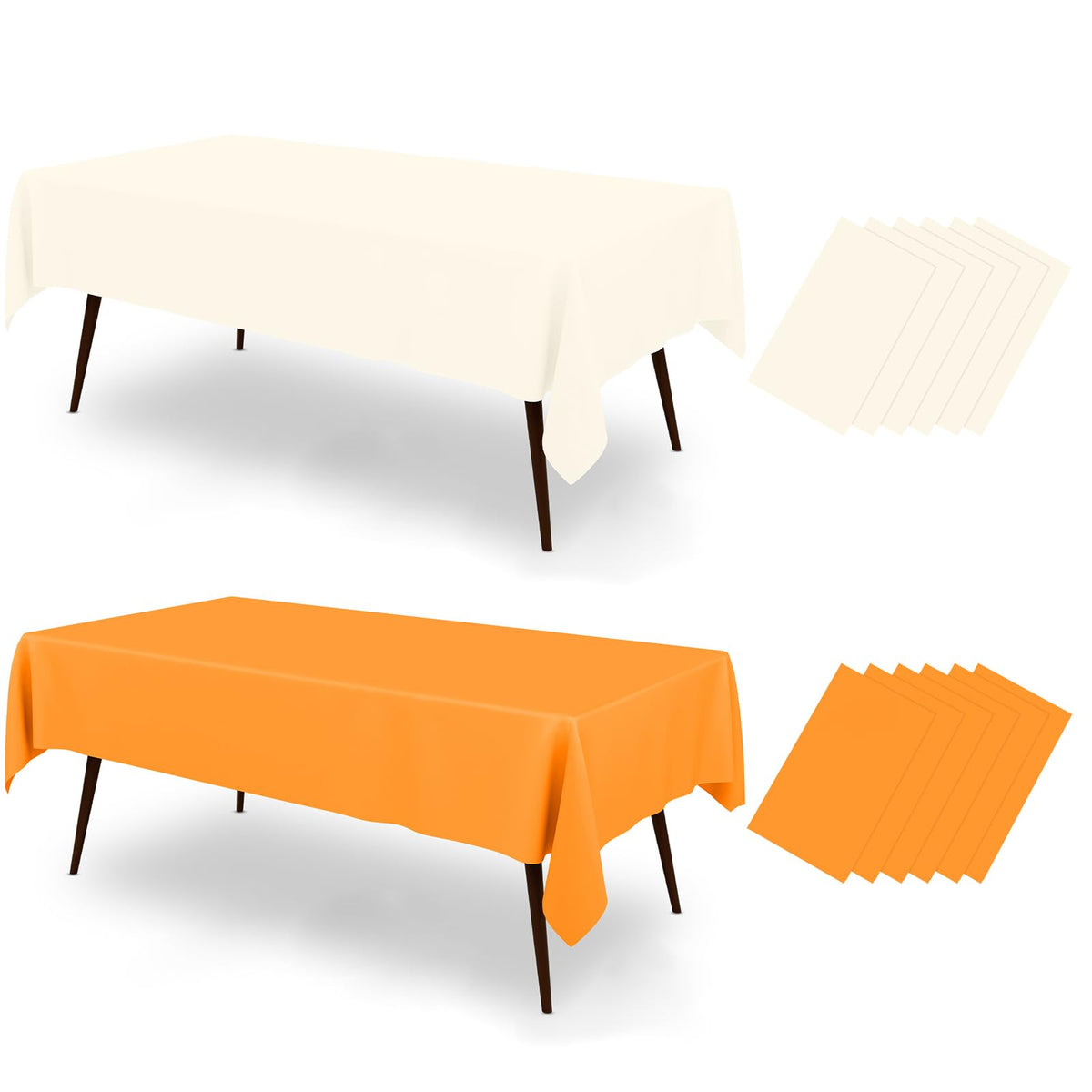 misaya 12 Packs Disposable Plastic Fall Table Cloth Beige and Orange