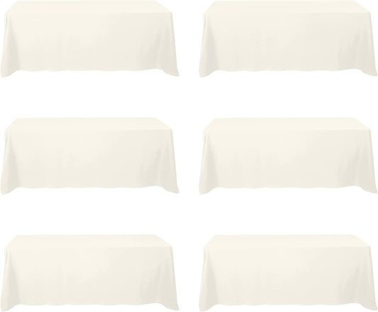 BRILLMAX 6 Pack Ivory Tablecloths 90x156 Inch for 8ft Rectangle Tables