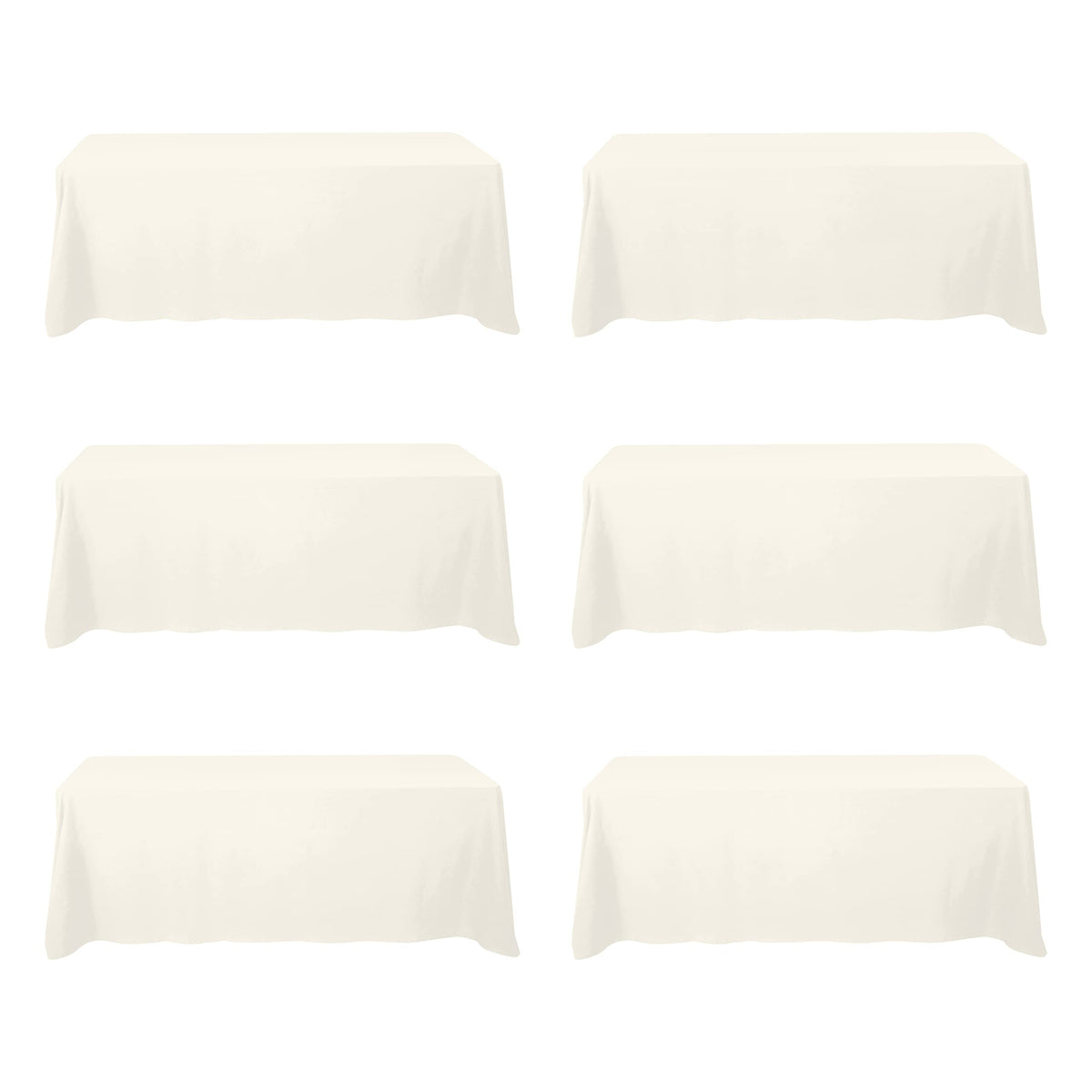 BRILLMAX 6 Pack Ivory Tablecloths 90x156 Inch for 8ft Rectangle Tables