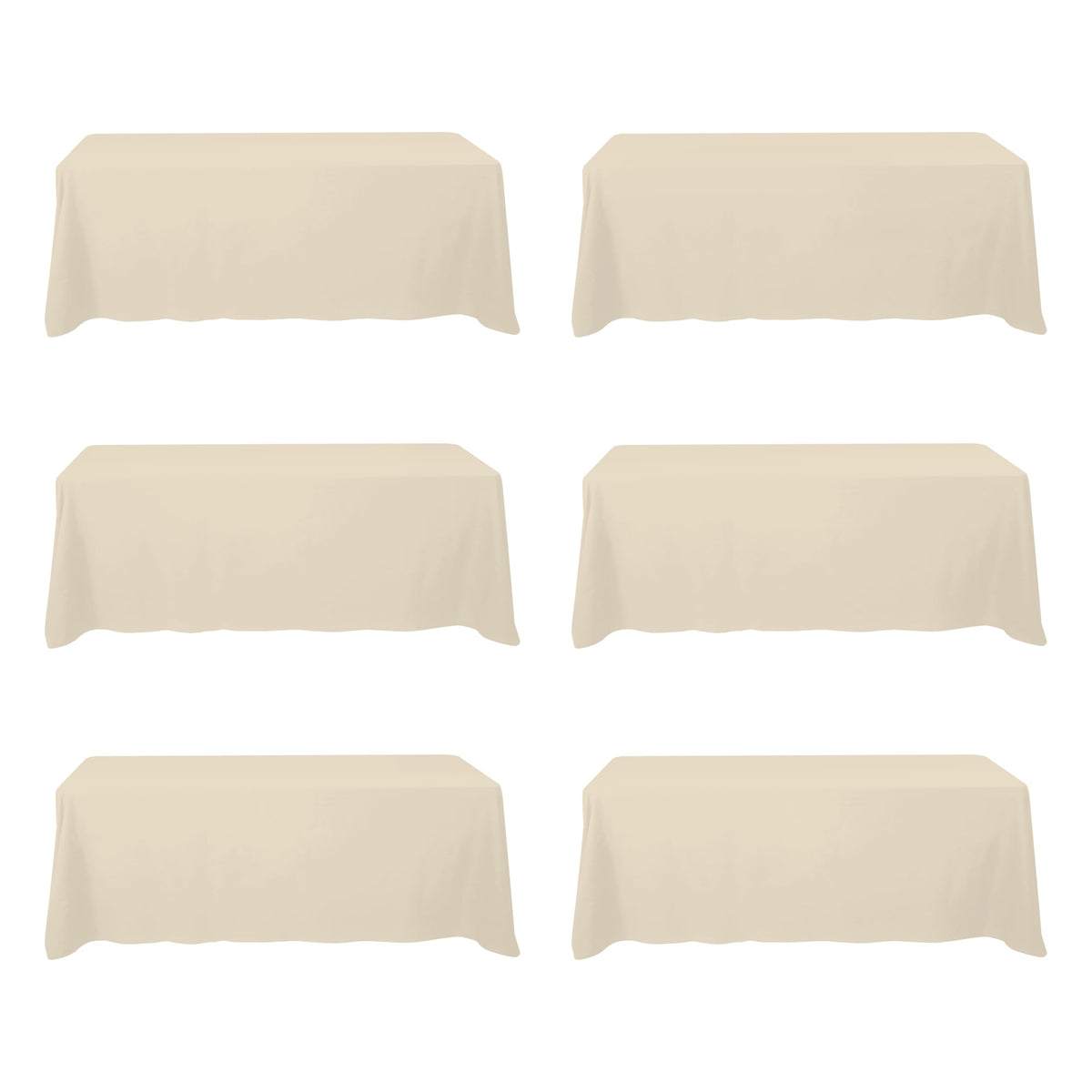 BRILLMAX 6 Pack Ivory Tablecloths 90x156 Inch for 8ft Rectangle Tables