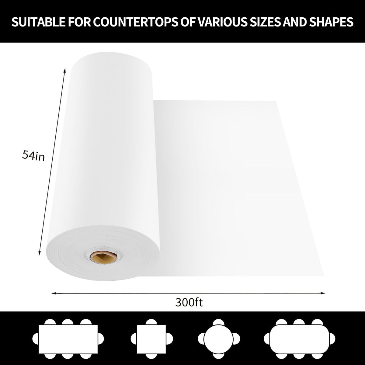 CXPSINC White Plastic Table Cloth Disposable Tablecloth Roll 54 Inch X 300 Feet Plastic Table Cover Roll with Slide Cutter for Picnics, Parties, Banquet, Birthdays, Weddings