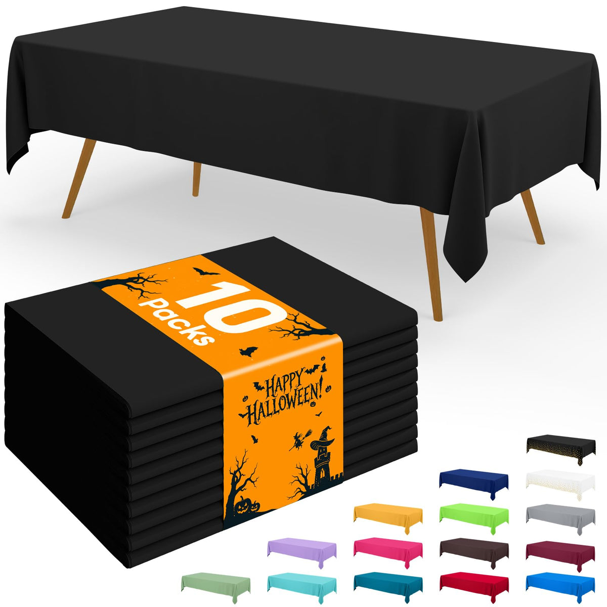 Smiry Plastic Disposable Waterproof Table Cloth - 54 x 108 Inch, 6 Packs