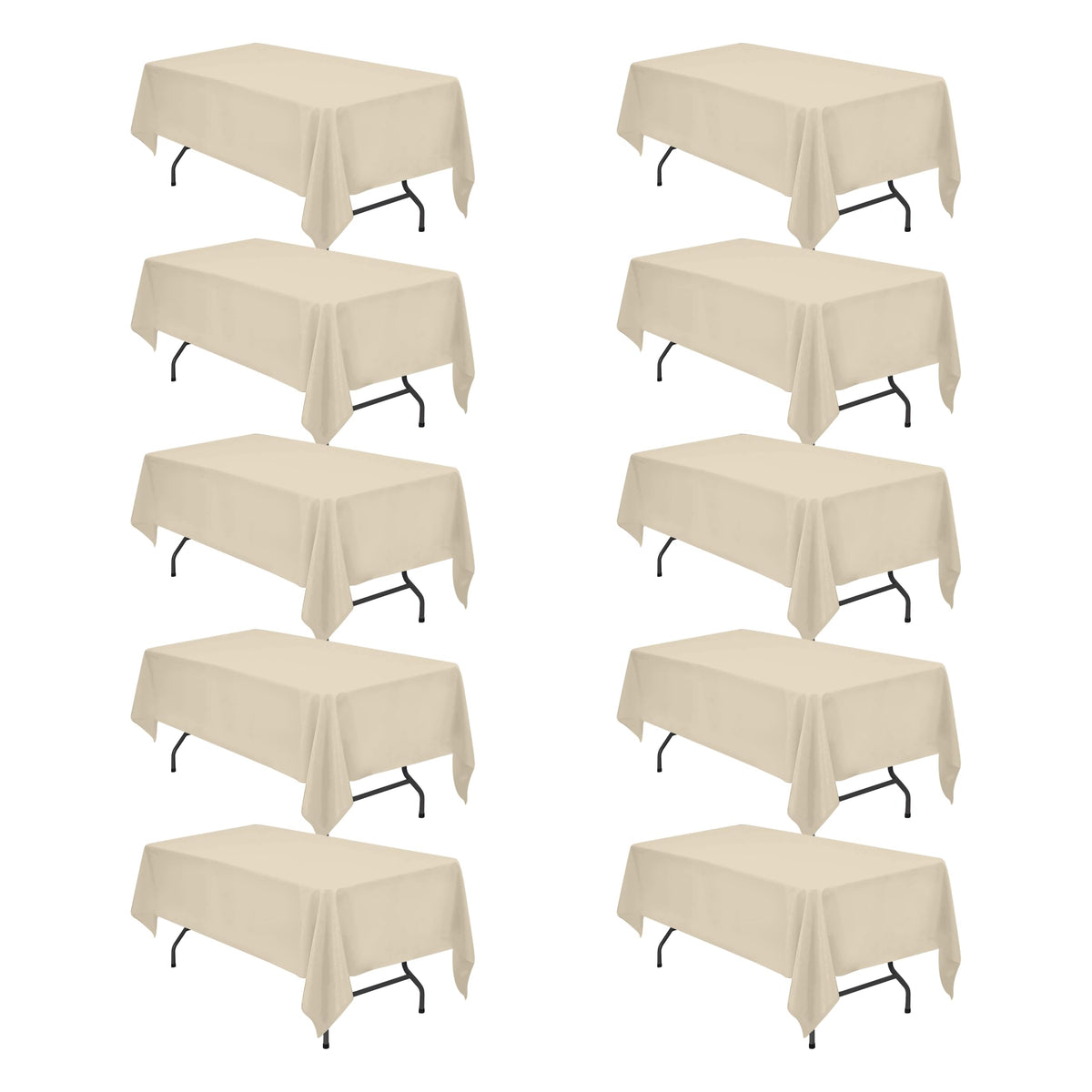 BRILLMAX 6 Pack Ivory Tablecloths 90x156 Inch for 8ft Rectangle Tables