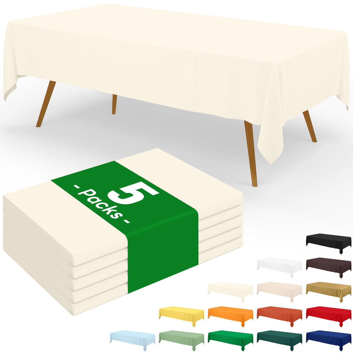 Moosfor 3 Pack Plastic Table Cloth, Disposable 54 x 108 Inch Tablecloth