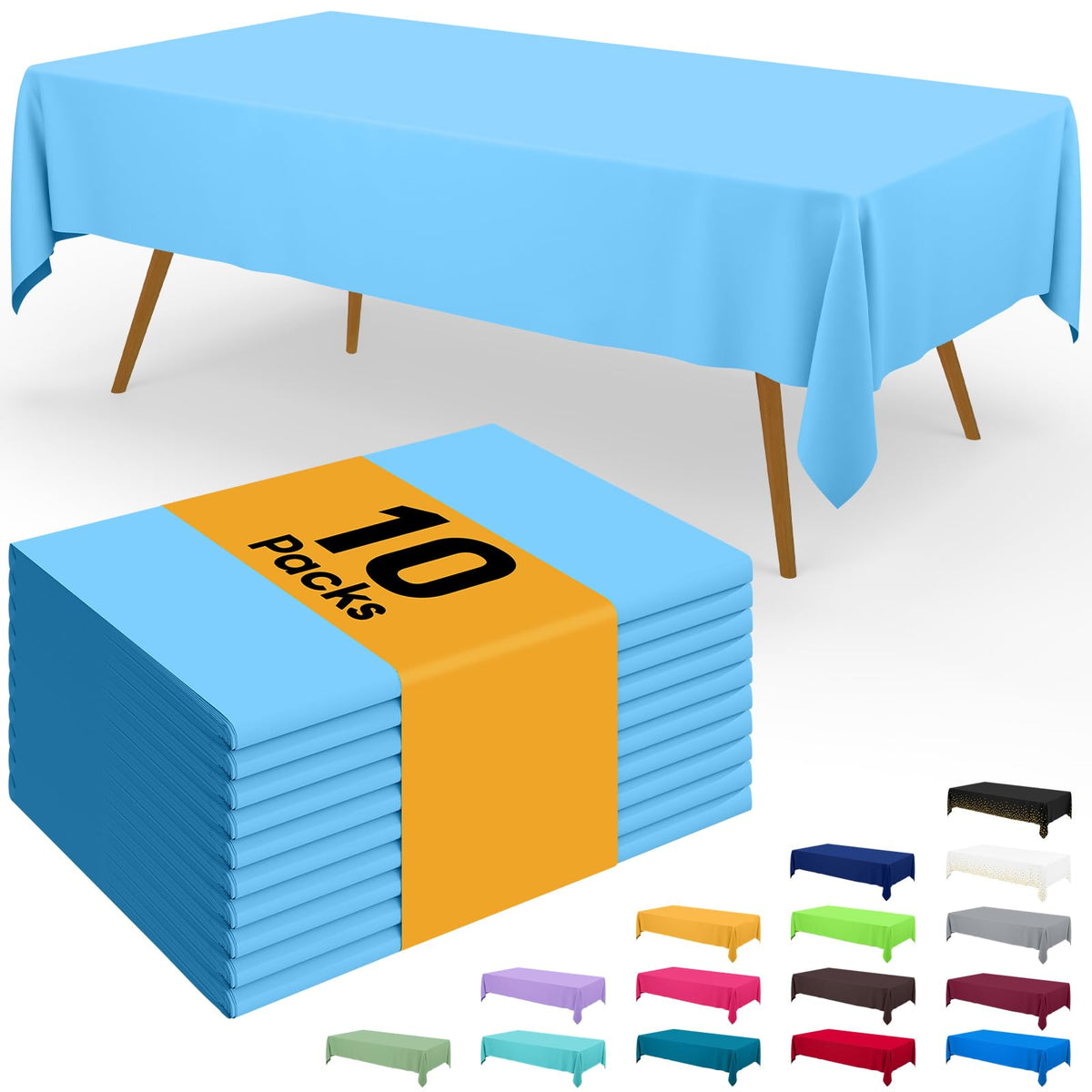 Smiry Plastic Disposable Waterproof Table Cloth - 54 x 108 Inch, 6 Packs