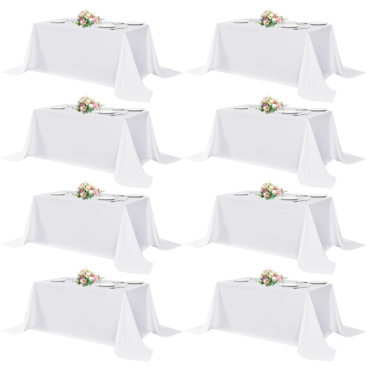 sancua Rectangle Tablecloth, 60 x 84 Inch, White