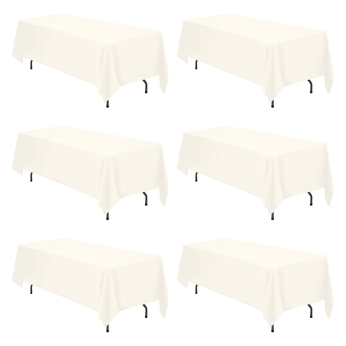 BRILLMAX 6 Pack Ivory Tablecloths 90x156 Inch for 8ft Rectangle Tables