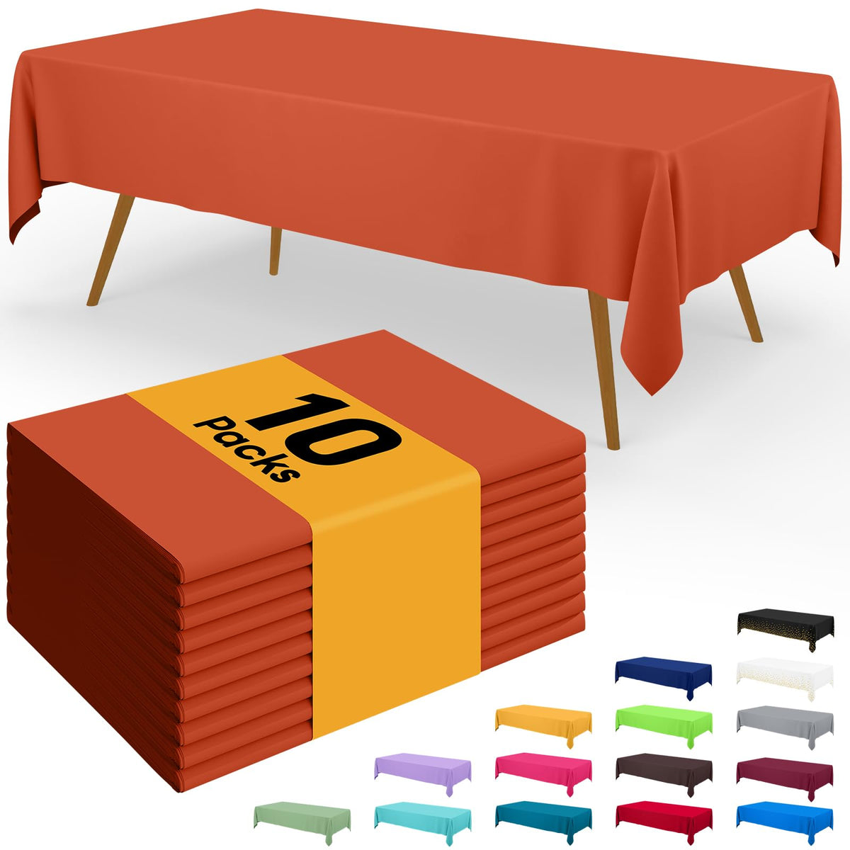 Smiry Plastic Disposable Waterproof Table Cloth - 54 x 108 Inch, 6 Packs