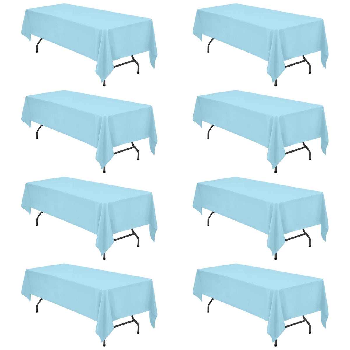 BRILLMAX 6 Pack Ivory Tablecloths 90x156 Inch for 8ft Rectangle Tables