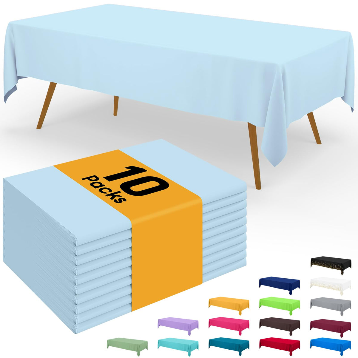 Smiry Plastic Disposable Waterproof Table Cloth - 54 x 108 Inch, 6 Packs