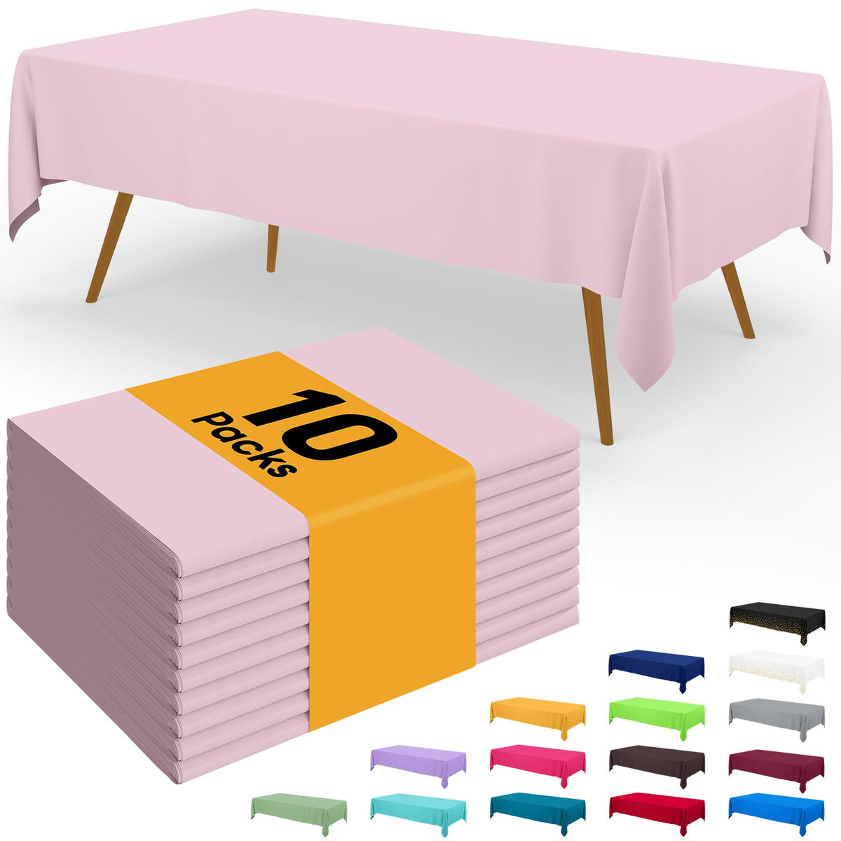 Smiry Plastic Disposable Waterproof Table Cloth - 54 x 108 Inch, 6 Packs