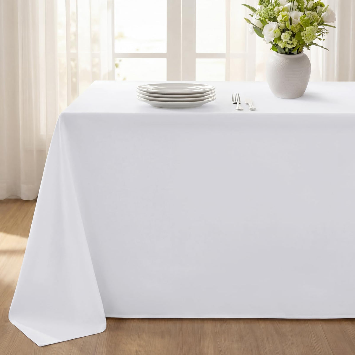 Softalker Rectangle Tablecloth, Waterproof Table Cloths Wrinkle Free Fabric Washable Polyester Table Cover for Dining Tables Party Outdoor Camping Parties Buffet - 60 x 120 inch, Orange