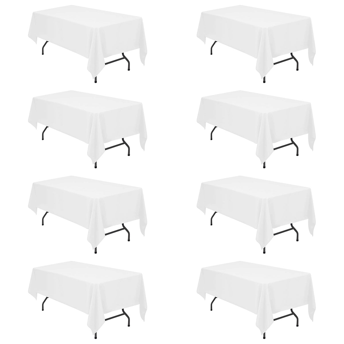 BRILLMAX 6 Pack Ivory Tablecloths 90x156 Inch for 8ft Rectangle Tables