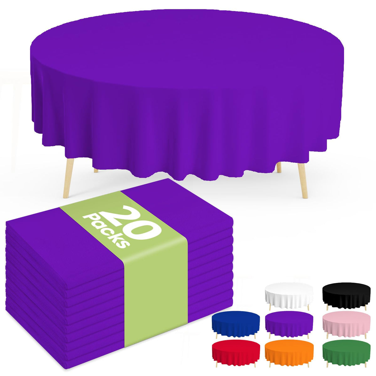 Pureegg 20 Pack Plastic Table Cloth Disposable 54x108 Inch