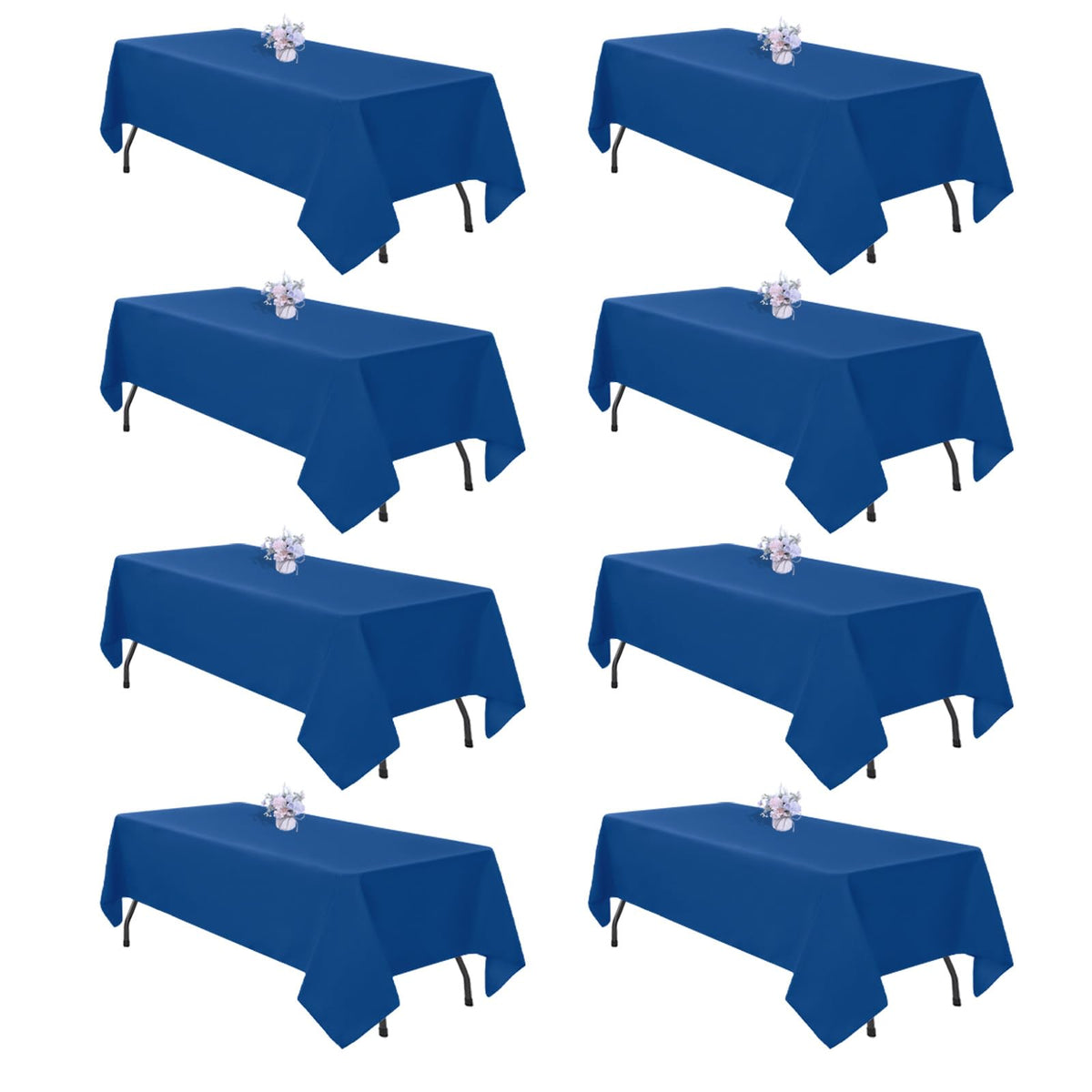 8 Pack 60 x 102 Inch White Rectangle Table Cloth for 6 Foot Tables