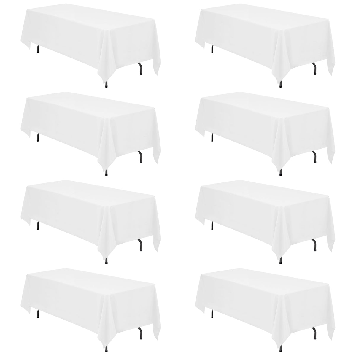BRILLMAX 6 Pack Ivory Tablecloths 90x156 Inch for 8ft Rectangle Tables