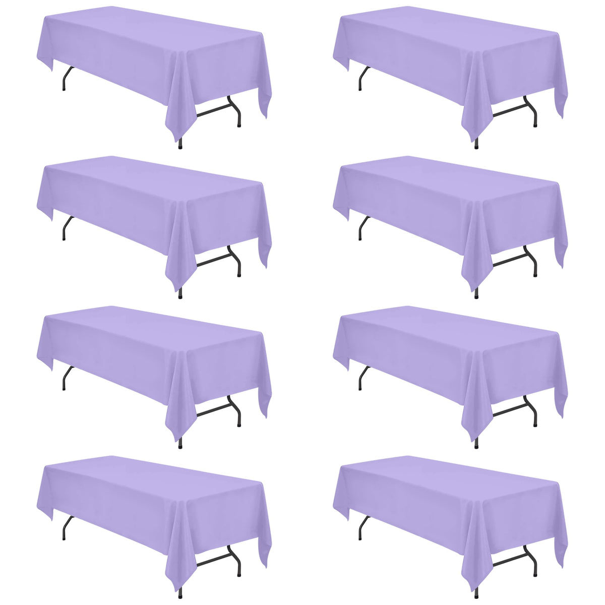 BRILLMAX 6 Pack Ivory Tablecloths 90x156 Inch for 8ft Rectangle Tables