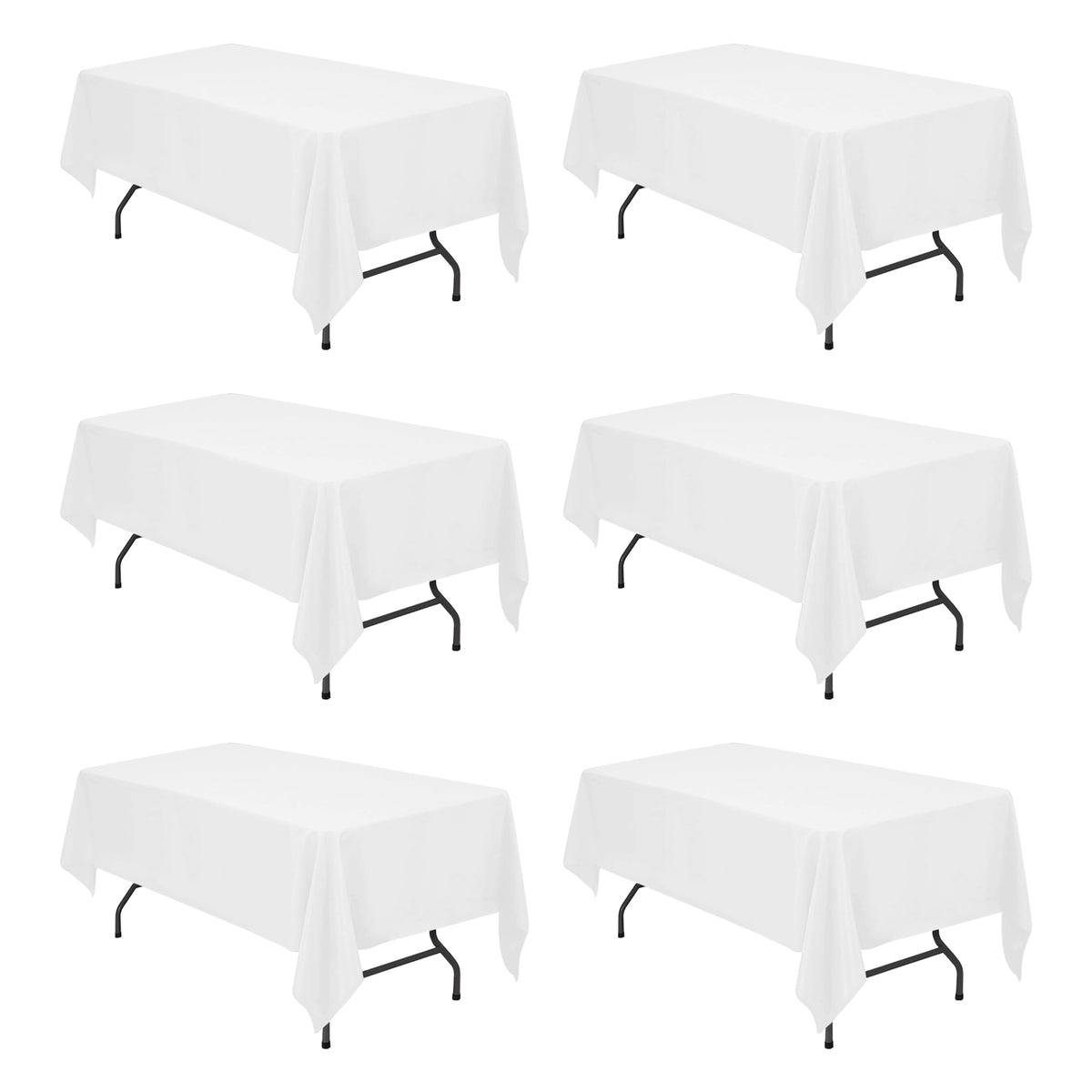 BRILLMAX 6 Pack Ivory Tablecloths 90x156 Inch for 8ft Rectangle Tables