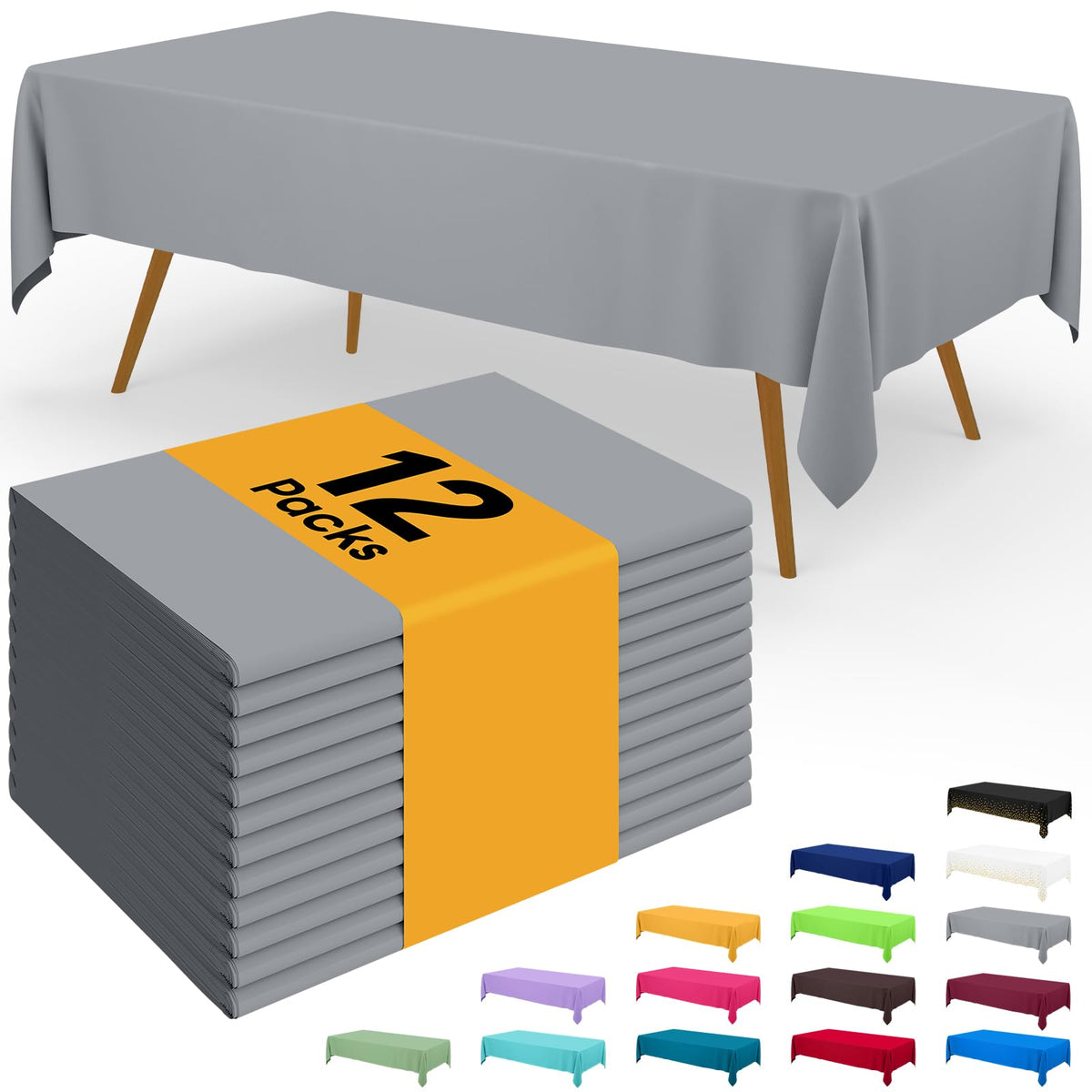 Smiry Plastic Disposable Waterproof Table Cloth - 54 x 108 Inch, 6 Packs