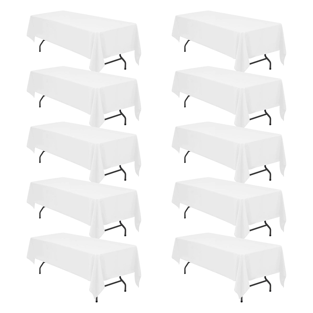 BRILLMAX 6 Pack Ivory Tablecloths 90x156 Inch for 8ft Rectangle Tables