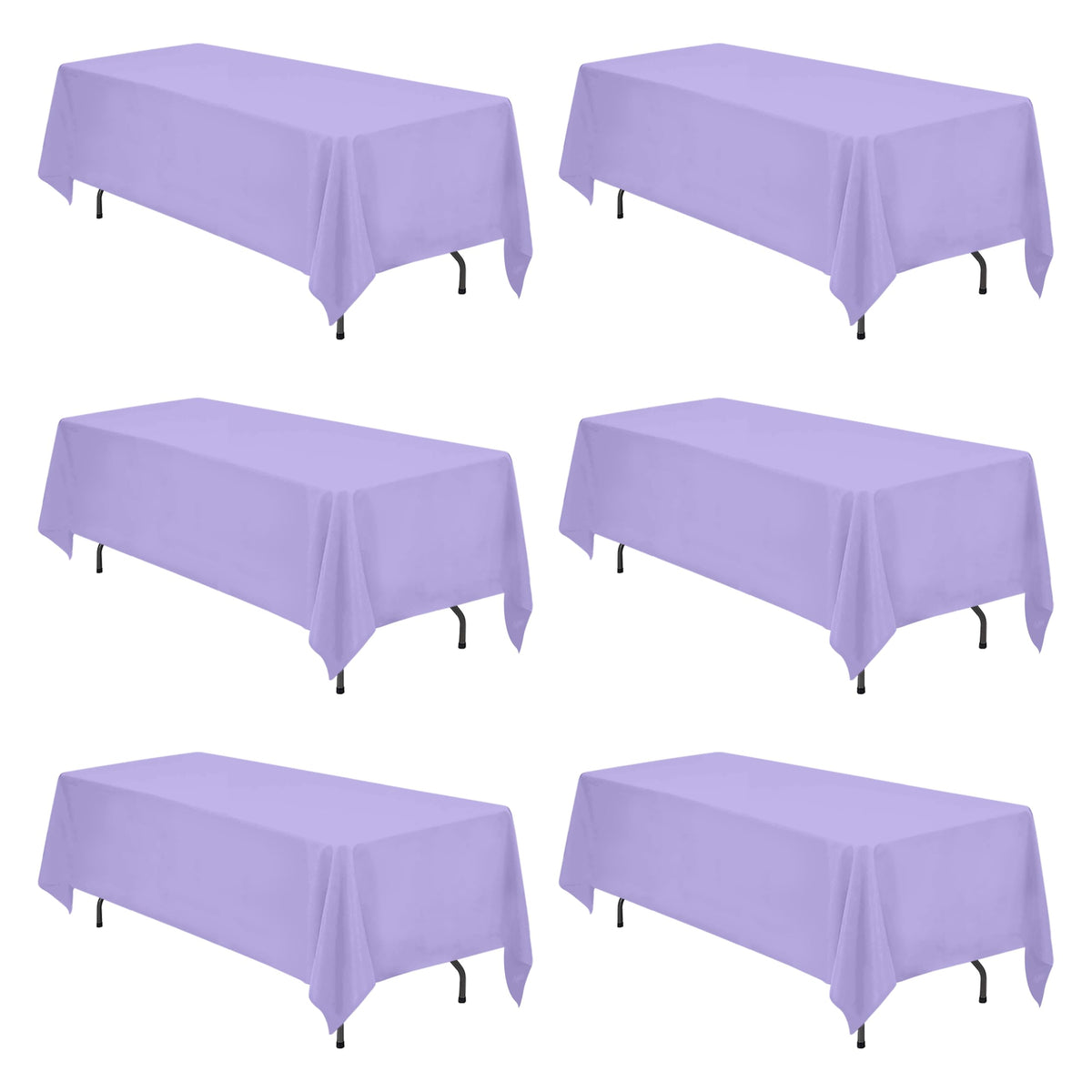 BRILLMAX 6 Pack Ivory Tablecloths 90x156 Inch for 8ft Rectangle Tables