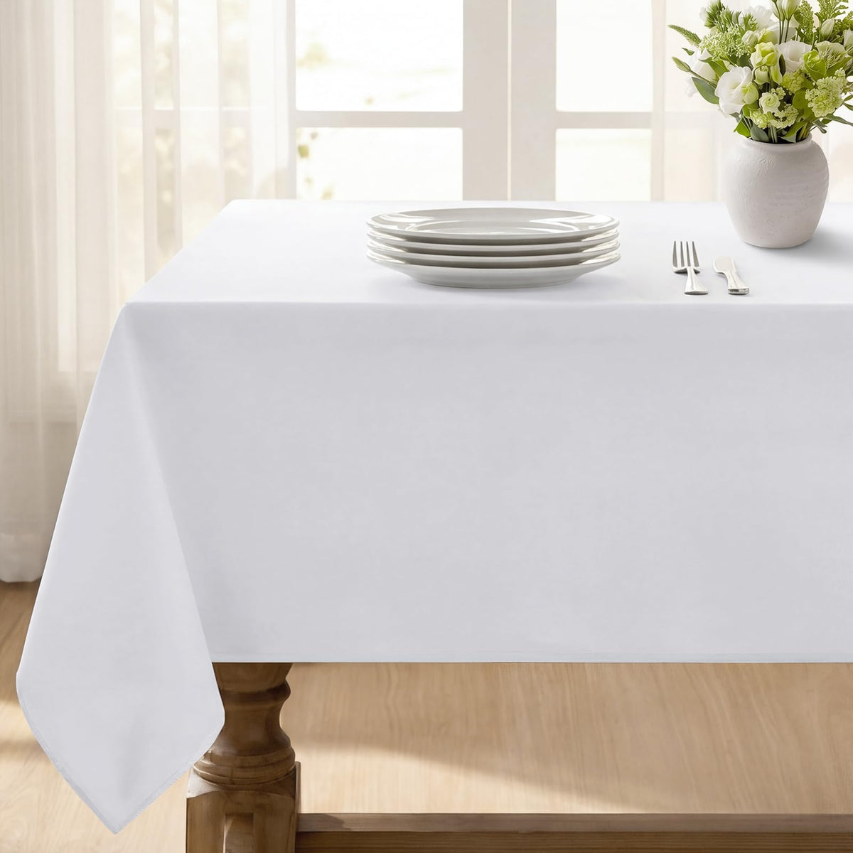 Softalker Rectangle Tablecloth, Waterproof Table Cloths Wrinkle Free Fabric Washable Polyester Table Cover for Dining Tables Party Outdoor Camping Parties Buffet - 60 x 120 inch, Orange