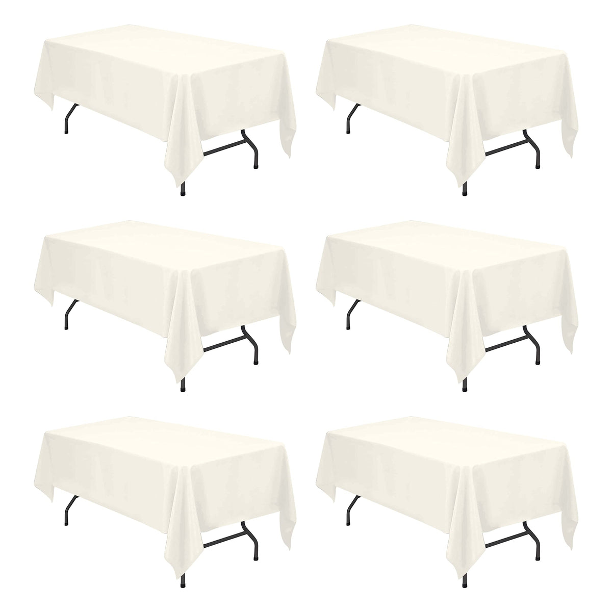 BRILLMAX 6 Pack Ivory Tablecloths 90x156 Inch for 8ft Rectangle Tables