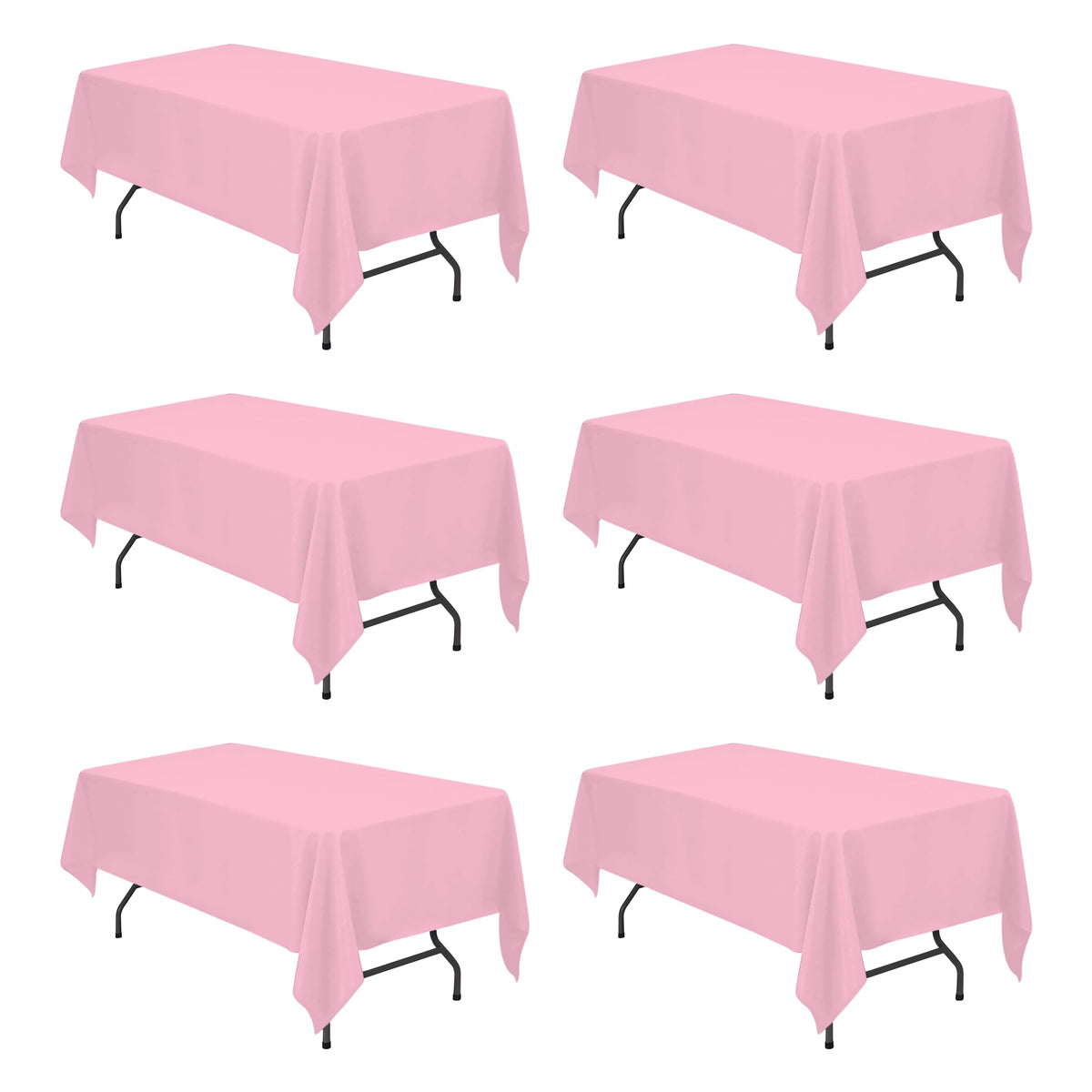 BRILLMAX 6 Pack Ivory Tablecloths 90x156 Inch for 8ft Rectangle Tables