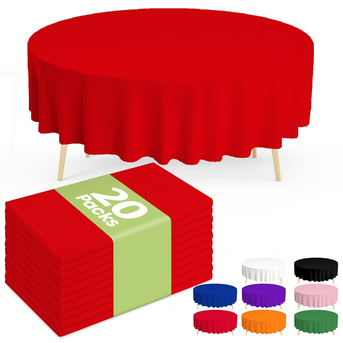 Pureegg 20 Pack Plastic Table Cloth Disposable 54x108 Inch