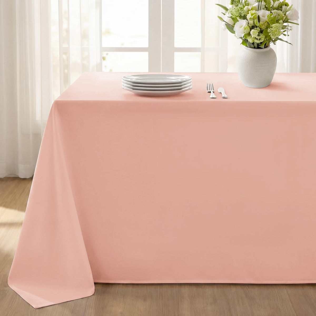 Softalker Rectangle Tablecloth, Waterproof Table Cloths Wrinkle Free Fabric Washable Polyester Table Cover for Dining Tables Party Outdoor Camping Parties Buffet - 60 x 102 inch, Orange