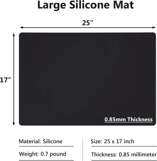 Gartful Silicone Mats for Kitchen Counter, Large Silicone Countertop Protector 25" by 17", Nonskid Heat Resistant Desk Saver Pad, Multipurpose Mat, Placemat, Black