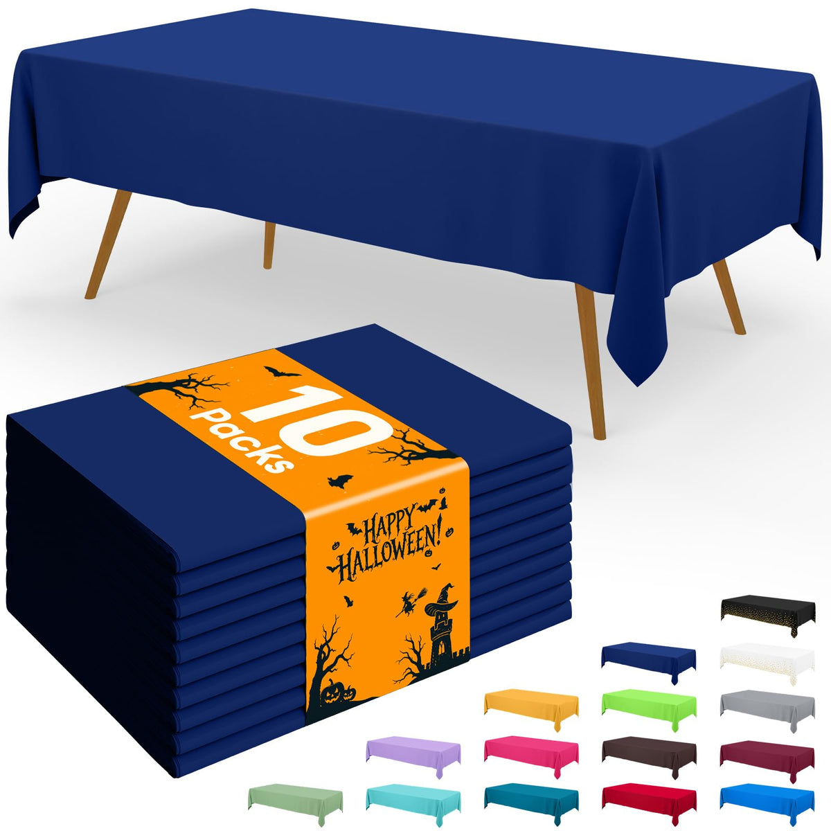 Smiry Plastic Disposable Waterproof Table Cloth - 54 x 108 Inch, 6 Packs