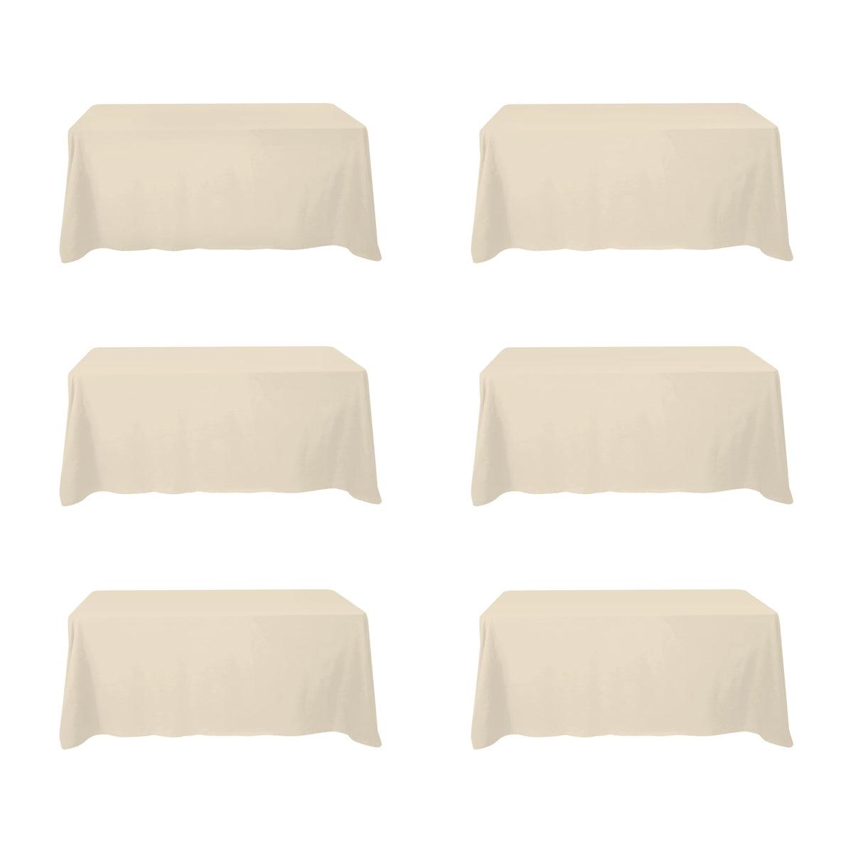 BRILLMAX 6 Pack Ivory Tablecloths 90x156 Inch for 8ft Rectangle Tables