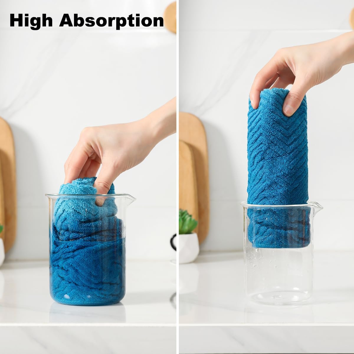 100% Cotton Kitchen Towels and Dishcloths Set, Pack of 8 Super Absorbent 16" x 25" Kitchen Towels and 13" x 13" Dish Cloths (400 GSM)