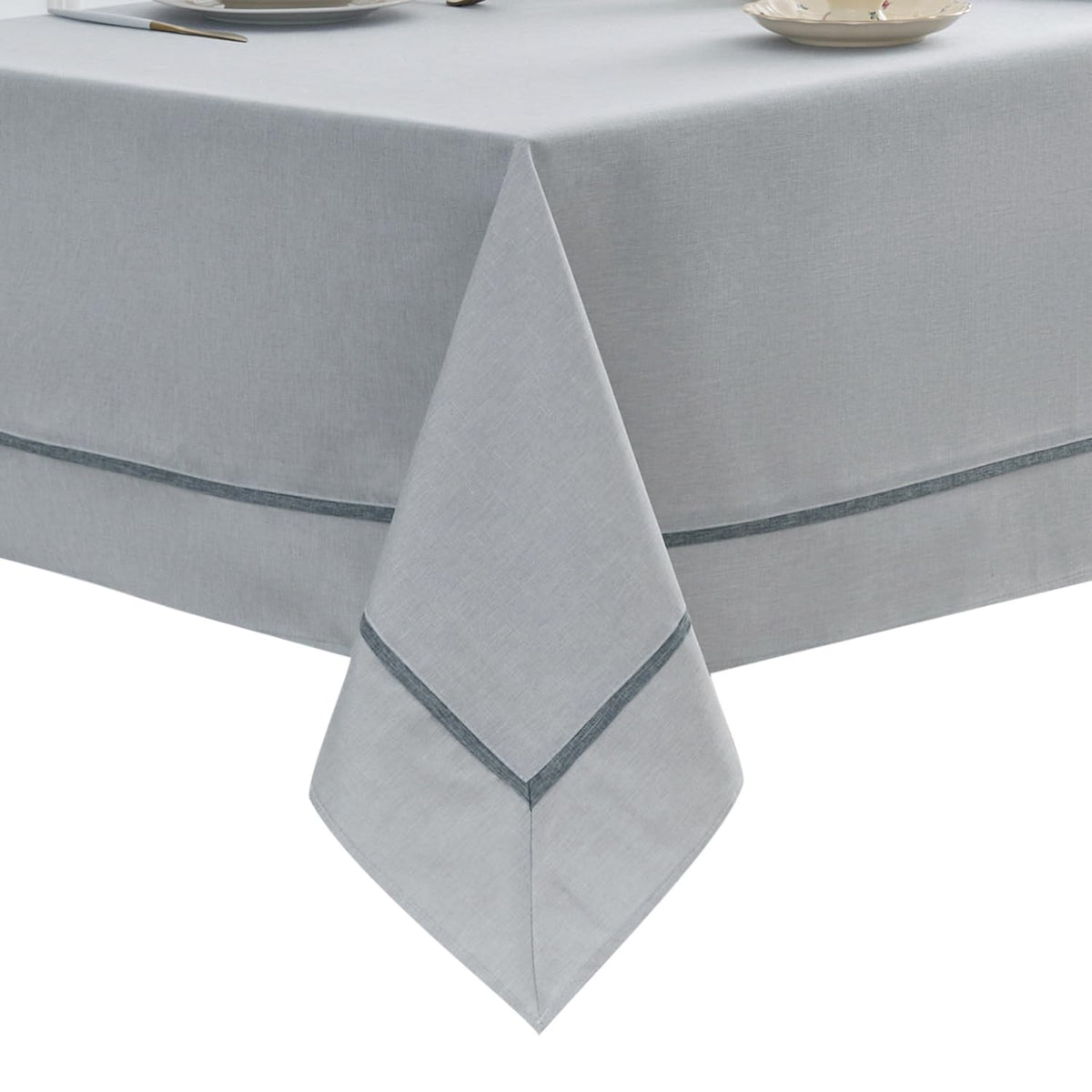 EHouseHome Heavy Duty Fabric Tablecloth with White Lace-Waterproof/Wrinkle Free/Stain Resistant/Oil Proof-for Dining,Indoor&Outdoor,Wedding,Holiday,White,Rectangle 60x120Inch