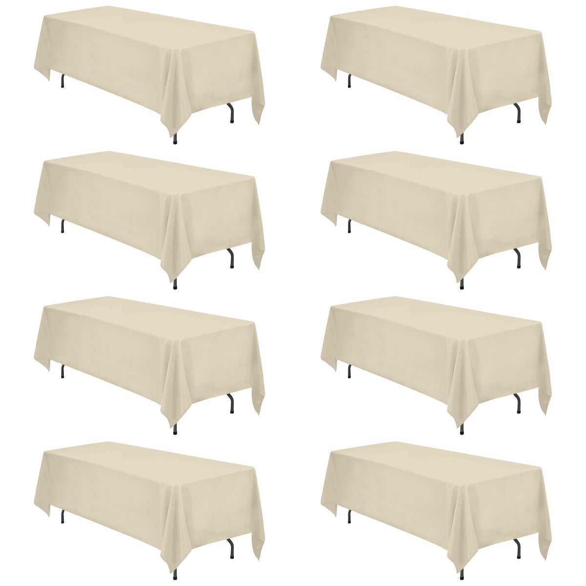 BRILLMAX 6 Pack Ivory Tablecloths 90x156 Inch for 8ft Rectangle Tables