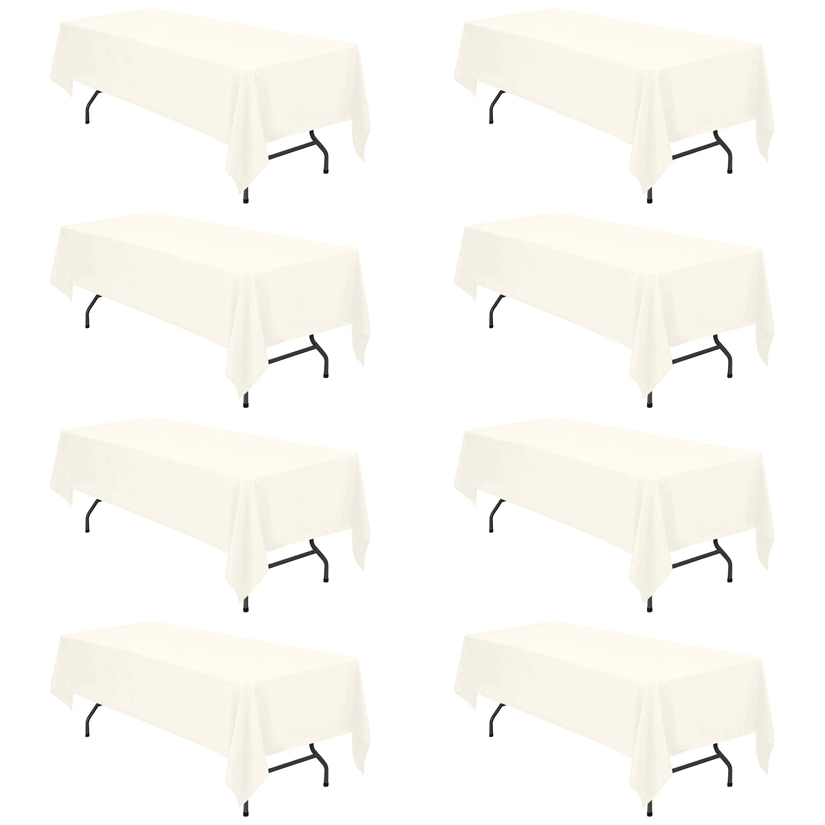 BRILLMAX 6 Pack Ivory Tablecloths 90x156 Inch for 8ft Rectangle Tables