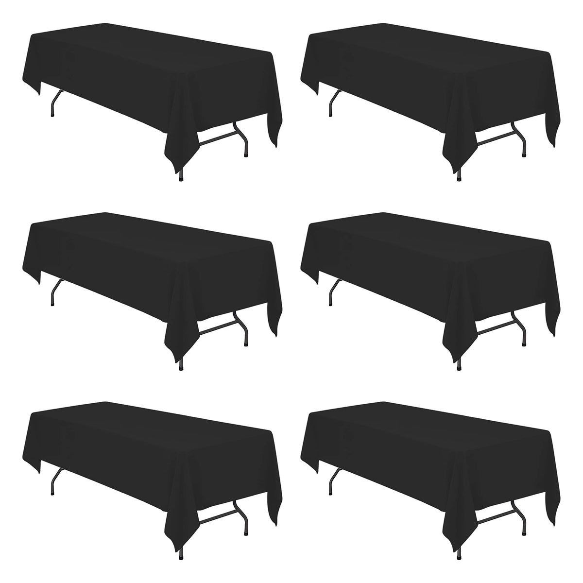 BRILLMAX 6 Pack Ivory Tablecloths 90x156 Inch for 8ft Rectangle Tables