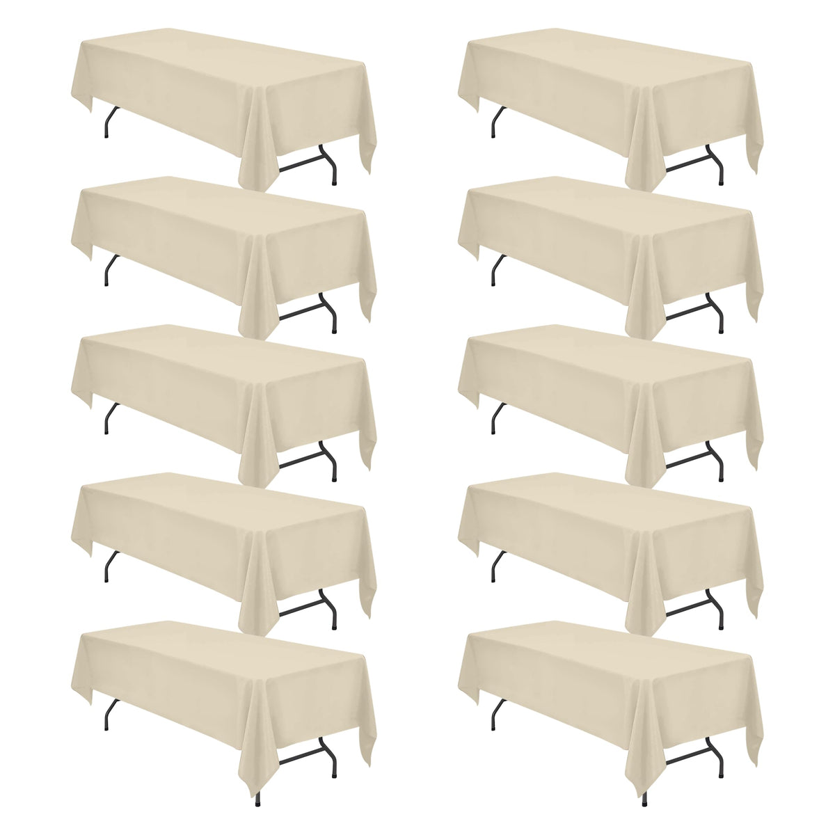 BRILLMAX 6 Pack Ivory Tablecloths 90x156 Inch for 8ft Rectangle Tables