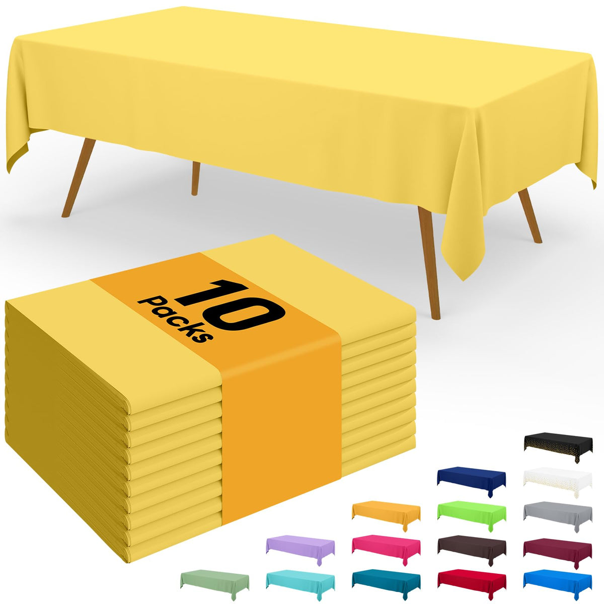Smiry Plastic Disposable Waterproof Table Cloth - 54 x 108 Inch, 6 Packs