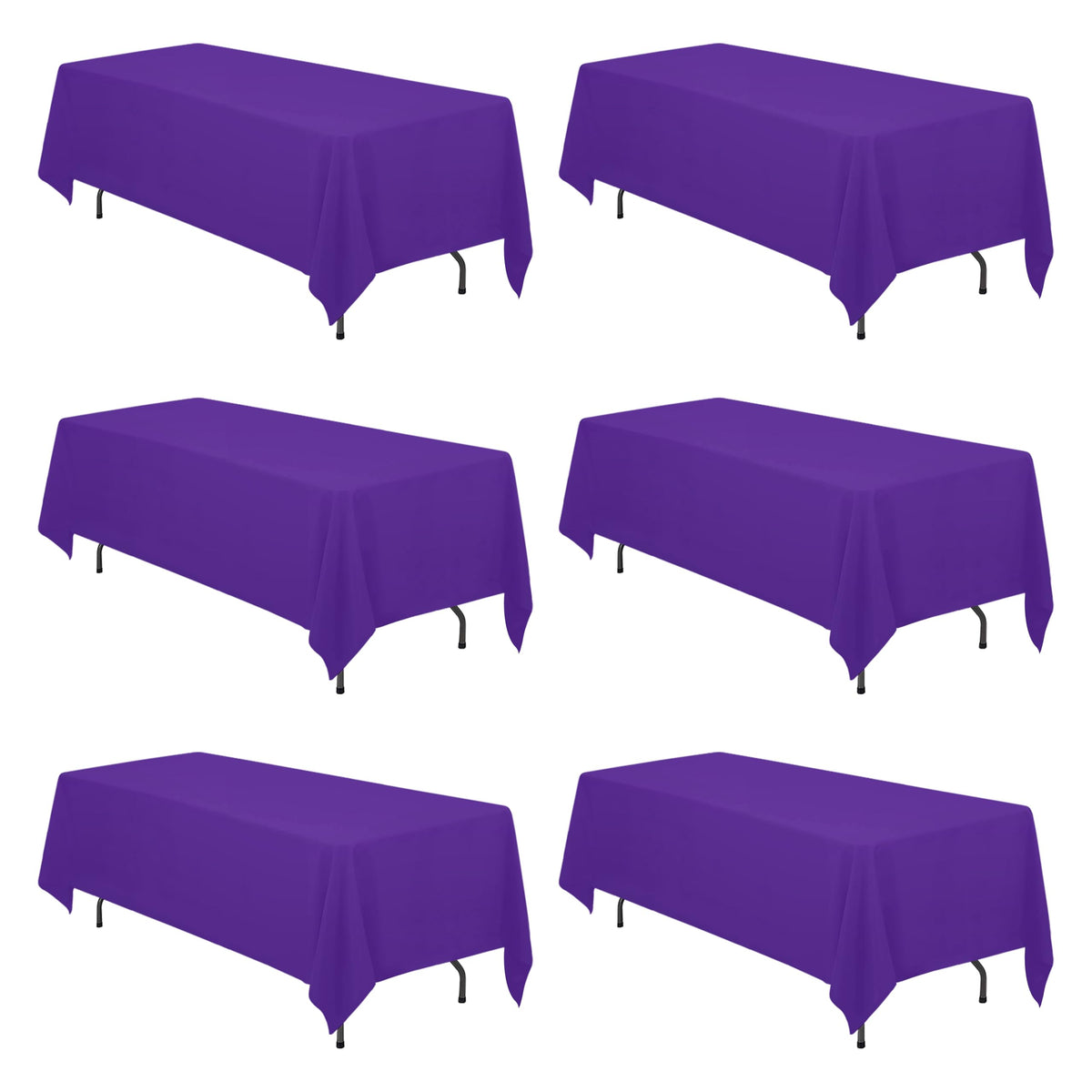BRILLMAX 6 Pack Ivory Tablecloths 90x156 Inch for 8ft Rectangle Tables