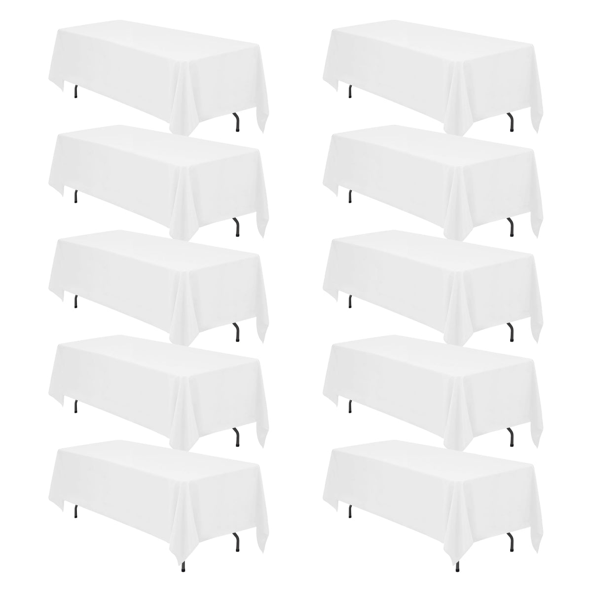 BRILLMAX 6 Pack Ivory Tablecloths 90x156 Inch for 8ft Rectangle Tables