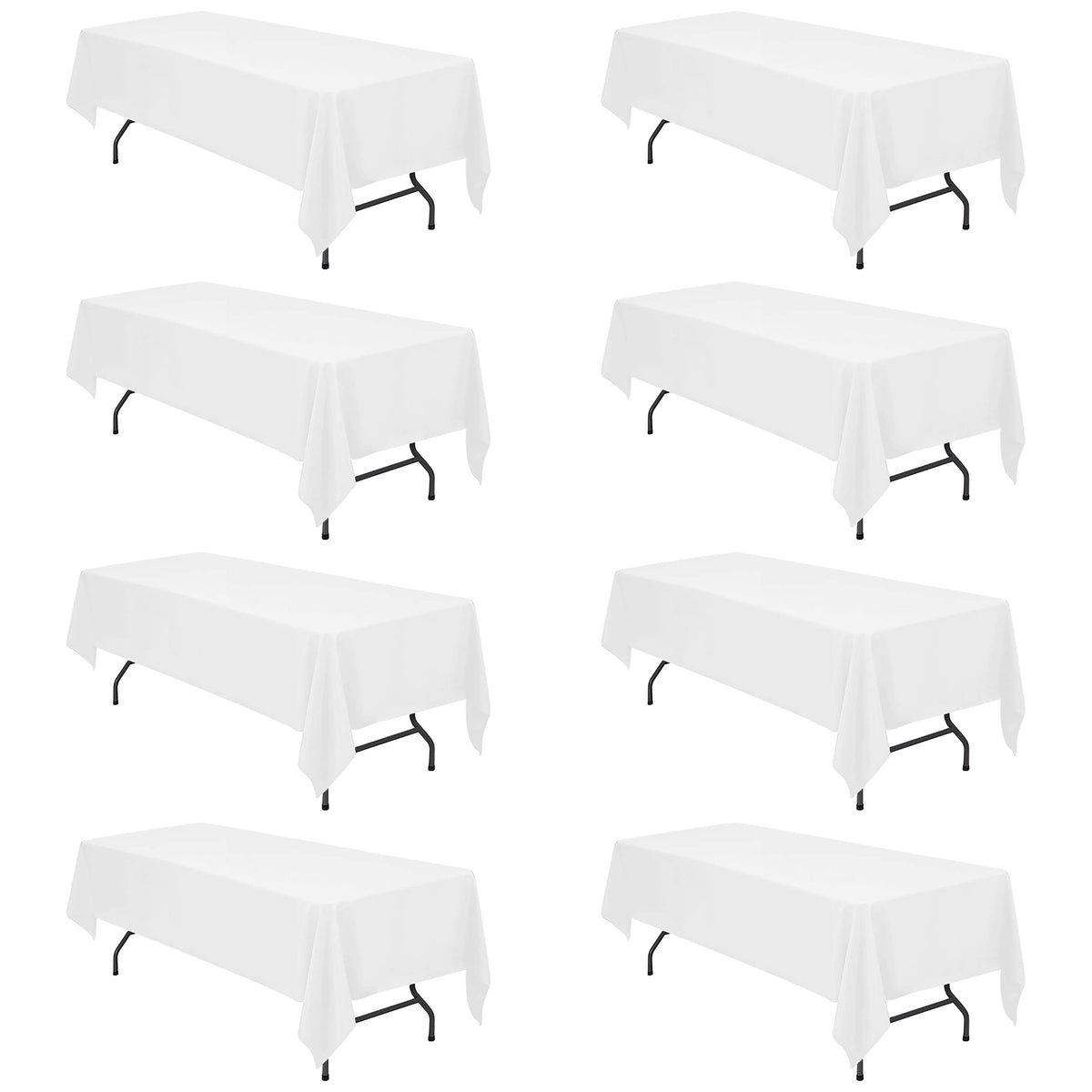 BRILLMAX 6 Pack Ivory Tablecloths 90x156 Inch for 8ft Rectangle Tables