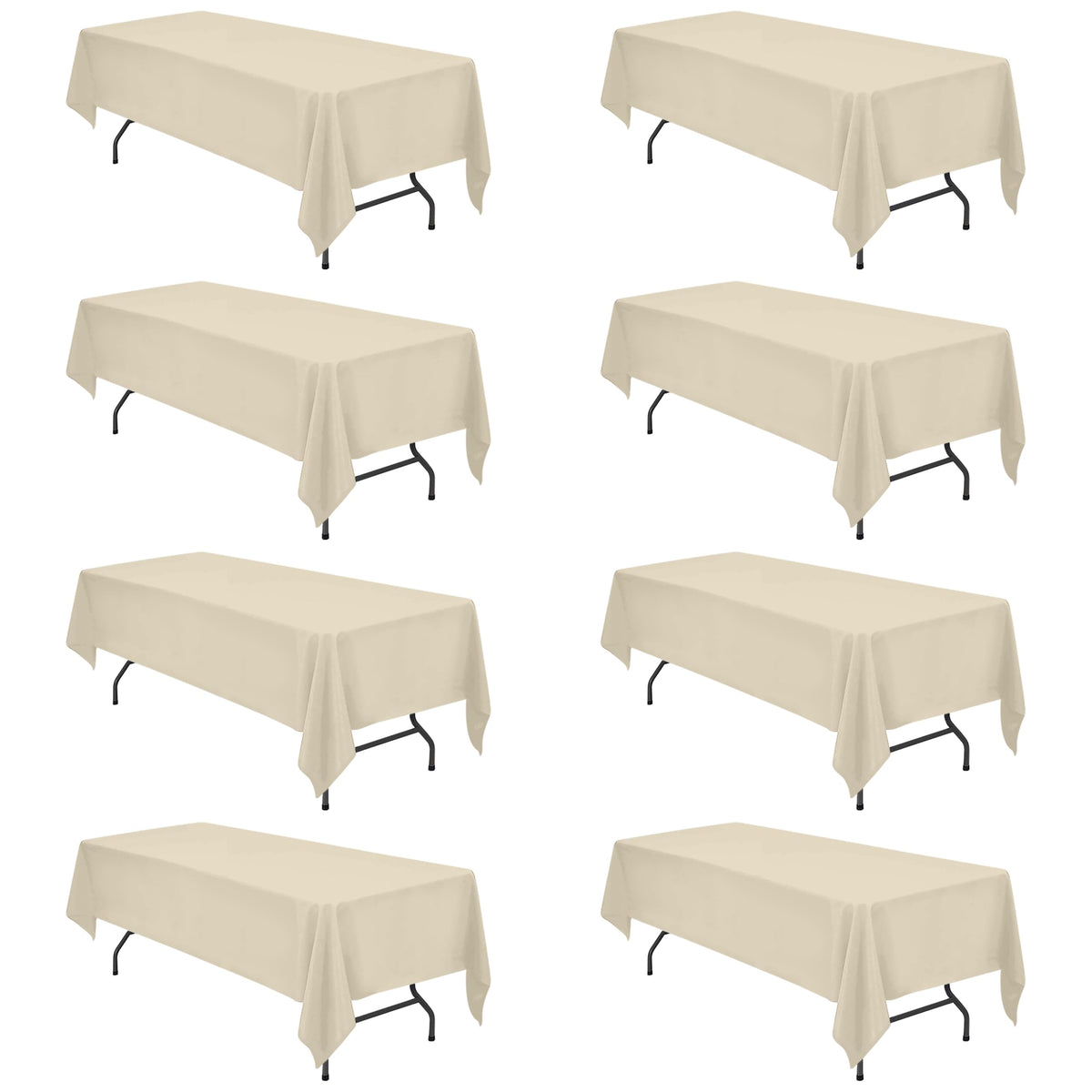 BRILLMAX 6 Pack Ivory Tablecloths 90x156 Inch for 8ft Rectangle Tables