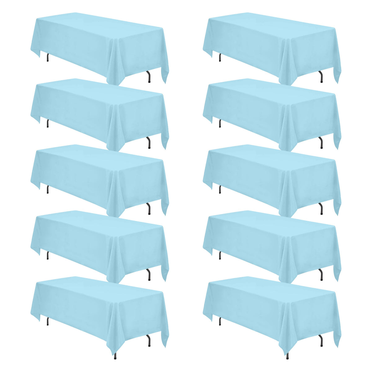 BRILLMAX 6 Pack Ivory Tablecloths 90x156 Inch for 8ft Rectangle Tables