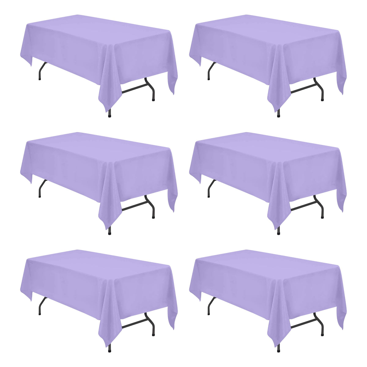 BRILLMAX 6 Pack Ivory Tablecloths 90x156 Inch for 8ft Rectangle Tables